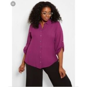 Ashley Stewart 26/28 Gold 3/4 sleeve blouse NWOT